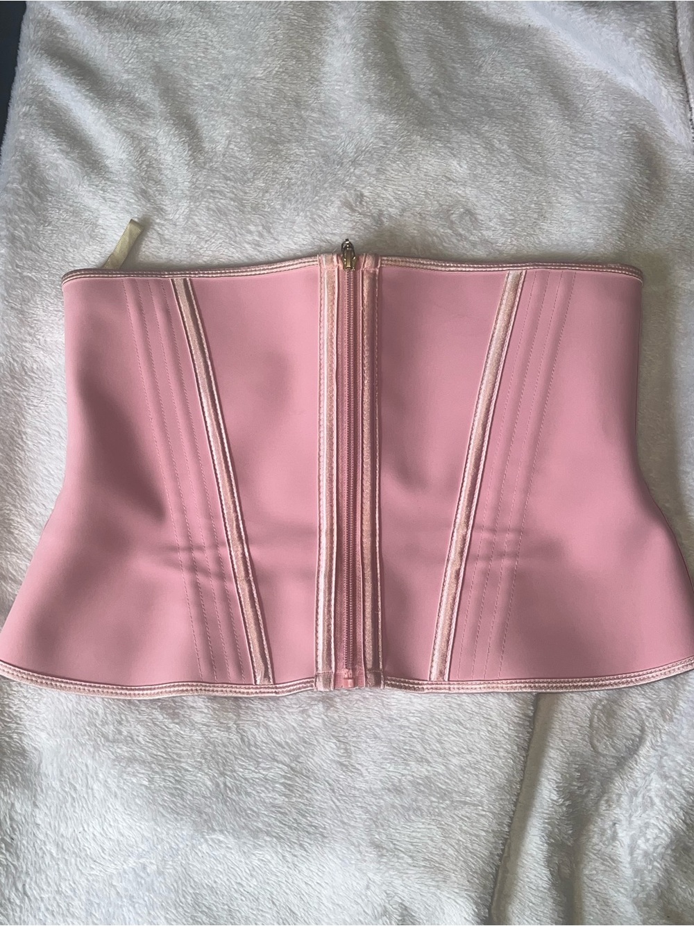 Women’s Pink Waist Trainer Corset Zip-Front Shapewear Faja
